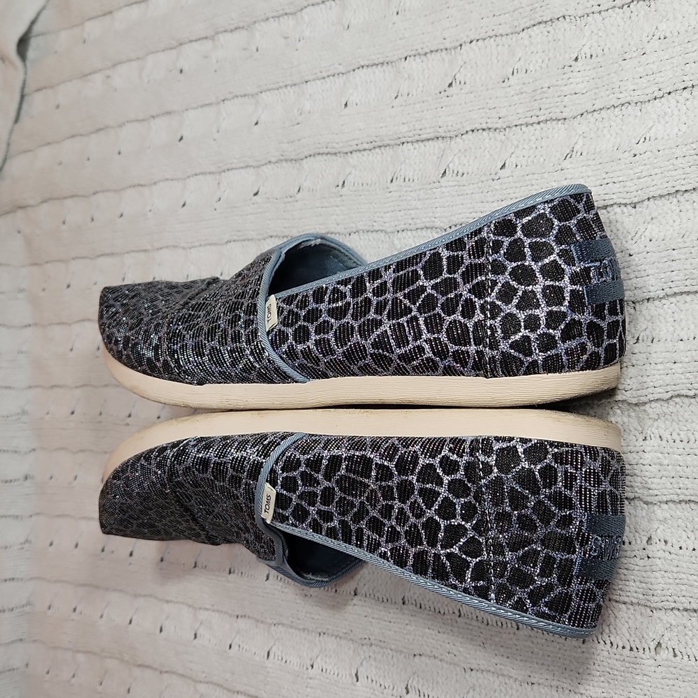 Toms Black Snake w/Silver Glitter Light Blue 8.5W Casual - Picture 4 of 8